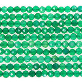 MJDCB 3mm Faceted Natural Green Agate Round Loose Beads for Jewelry Making DIY Bracelet Necklace