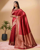 Sugathari Womens Banarasi Saree Pure Kanjivaram Silk Saree (Sam Pari-113 Maroon)