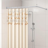 Yampos L Shaped Corner Shower Curtain Rod, 39-69 x 55-85 Adjustable 90 Degree Curved Bathroom Rod Square Rail No Sag with 12 Hoo
