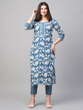 Gosriki Women'S Printed & Embroidered Kurti & Kurti Pant Set Combo Pack Of 2 (Pustak Blue & Kari Black-Gs_4Xl_Multi_Xxxx-Large),Multicolour,4,B0D17YQYTK
