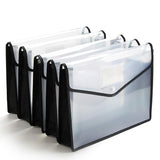 Speny File Folder, Transparent PolyPlastic A4/Foolscap Documents File Storage Bag With Snap Button, Set Of 5 (Black)