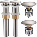 REGALMIX Bathroom Sink Drain Stopper Without Overflow, Pop Up Drain with Detachable Hair Catcher for Lavatory Vanity Vessel Sink