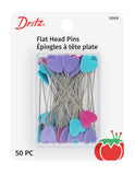 Dritz 3069 Decorative Flat Head Pins, 2Inch (50Count)
