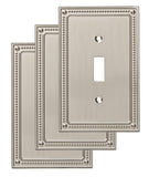 Franklin Brass Classic Beaded (3-Pack) Decorative Light Switch Cover Wall Plates Brushed Nickel 1-Gang Wall Plate Switch/Toggle