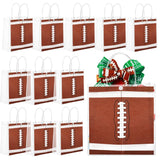 FULJOOY 24 Pcs Football Gift Party Bags with Handles Transparent Treat Goodie Gift Wrap Clear PVC Tote 8x8x3.15 Inch Snack Bag f