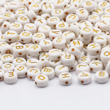 DAHI 1000Pcs Round Acrylic Gold Alphabet Beads A-Z Cube Letters Beads for Bracelets Necklaces Jewelry Making(Round Gold White)