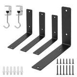 Redunest L Floating Shelf Brackets,4 Pack Heavy Duty L Brackets for Shelves, L 8 X H 6 Black Metal Countertop Support Brackets,W