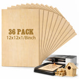 Juexica 36 Pcs 12 X 12x 1/8 Basswood Craft Sheets 3mm Plywood Board Wood Thin Sheets for Arts Crafts Woodworking Scroll Sawing P