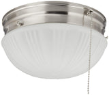 Westinghouse 6721000 Two-Light Flush-Mount Interior Ceiling Fixture with Pull Chain, Brushed Nickel Finish with Frosted Fluted G