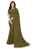 Pratham Blue Womens Sequins Georgette Fancy Saree With Blouse Piece (PB-246_Olive Green)