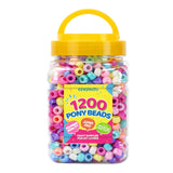 Pony Beads Bulk 1200 pcs Multi-Colored Plastic Beads for Bracelet Making,Hair Braiding DIY Crafts Kandi Jewelry Key Chains and O