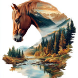 KEYIFA Horse Diamond Art Kits, 5D DIY Diamond Painting for Adults, Round Full Drill, Abstract Landscape Diamonds Dots Mosaic Pai