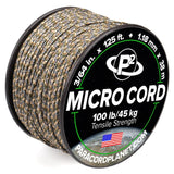 Paracord Planet Micro Paracord - Thin Braided Cord for Crafting, Fishing, and DIY Projects in 125 ft Spools - Woodland Camo