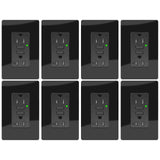 15A Black GFCI Outlet, TR & WR Ground Fault Protector with LED Indicator, Tamper & Weather Resistant GFI Electrical Receptacle,