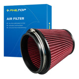 PHILTOP Universal Clamp-On Air Intake Filter, RU-1042,High Performance, Premium, Washable, Replacement Filter, Flange Diameter: