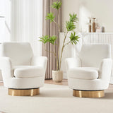 LUCKHAO Swivel Barrel Chair Set of 2,Modern Comfy Teddy Upholstered Round Swivel Accent Chairs,360 Degree Single Sofa Chair for
