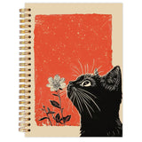 LZYRF Vintage Black Cat Floral Spiral Notebook Journal, Cats Lovers Gifts Notebooks for Note Taking, Cat Office Supplies, Retro