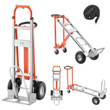 VEVOR 4 in 1 Hand Truck, 1000 lbs Load Capacity for 4-Wheel Mode, Convertible Hand Truck Dolly with Non-Slip Handle & Wheels, Al