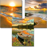 OFRKE Diamond Painting Kits for Adults,3 Pack Sunset Ocean Diamond Art for Beginners, Diamond Round 5D Full Drill Paint with Dia