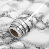 LACHEERY White and Grey Marble Contact Paper for Countertops Waterproof 15.8x276 White/Gray Glossy Marble Contact Paper Wallpape