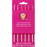 Boye 3396276STSM Steel Crochet Hook Set, US Sizes 0, 1, 7, 8, 9, 10, Silver