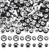 SOFPLATE 400Pcs 4 Styles Cat Paw Beads Animal Print Beads Colorful Small Footprint Flat Round Opaque Black Dog Acrylic Loose Smo