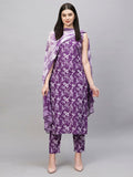 Anni Designer Women'S Rayon Blend Straight Printed Kurta With Pant & Dupatta (Ball-Purple-Rms_Xl_Purple_X-Large),Purple,XL,,,