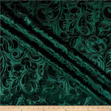 Brocade Scroll Velvet Fabric, 58 Inch in Width, Ideal Embossed Material for Home D cor Forest Cut by The Yard
