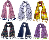 Fusfus WomenS Printed Chiffon Scarves And Stoles, Free Size(Multicolour, Fs1041) Pack Of 6 (Multicolor1)