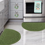 Green Kitchen Rugs for Floor 2 Piece 18 X30 , Non Skid Washable Kitchen Mats, Absorbent Standing Rug, Throw Rug,Half Circle