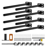 8pcs Wall Shelf Brackets Heavy Duty Floating Shelf Bracket Hidden,Invisible Black Shelving Brackets Decorative Floating Shelf Ha