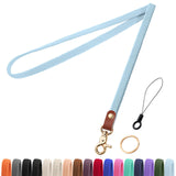 Fishent Stretchy Thin Lanyards for Keys ID Badges, Cute Long Teacher Neck Key Lanyard Keychains for Women Men Wallet Phone(Sky B