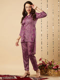 Gosriki Women'S Cotton Blend Straight Floral Printed Co-Ord Set (Poppy Wine-Gs_L_Wine_Large),Wine,,B0CJY5JTGH