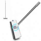 ROOM127 3in1 Floor Scrub Brush with Long Handle and Squeegee (White Gray)