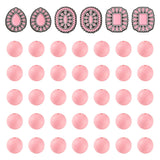 FASHEWELRY 56Pcs Pink Boho Silicone Beads, 15mm Round Focal Bead with Flat Teardrop Oval Rectangle Western Style Rubber Beads fo
