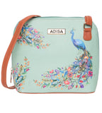 Adisa Women Girls Floral Print Faux Leather Sling Bag Crossbody (Sea Green),Sea Green,,B09SVDKY5J