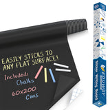 Eduway 60x200 cm Black Board Sticker | WallMounted Chalkboard Roll for Home, School, Kids & Office | Easy to Install, Durable &