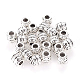 Fashewelry 50Pcs Antique Silver European Barrel Drum Spacer Beads Tibetan Large Hole Metal Loose Beads 8x8mm for Leather Macrame