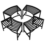 VINGLI Outdoor Metal Curved Bench, Weatherproof Fire Pit Bench Set of 4, Heavy Duty Steel Backless Benches, Metal Outside Seatin