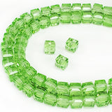 Chengmu 6mm Cube Glass Beads for Jewelry Making, Faceted Square Crytal Spacer Beads for Bracelet Necklace Earring, Peridot 270pc