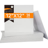 Canvases for Painting 12 x 12 inch, 14 Pack, Blank White Canvas Boards, Primed, 100% Cotton, Quality Acid Free Artist Canvas Pan