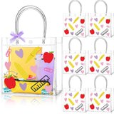 Aliceset 24 Pcs Back to School Gift Bags with Handle PVC Clear Candy Treat Goodies Tote Bags for First Day of School Classroom P