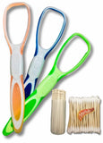 Bigbro Plastic Tongue Cleaner Flexible Comfortable Design Brush Scraper Super Saver Pack Of 3 Pcs Plus 1 Pkt Toothpick 1 Pkt Cot