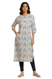 W for Woman Women's Rayon Regular Kurta (23AUW10256-122864_Light Blue