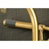 Kingston Brass Ae8157Dl Wall Mount Tub Filler With Hand Shower, Brushed Brass
