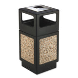 Safco Canmeleon Side Open Urn Aggregate Panels 38 Gallon Waste Receptacle Black