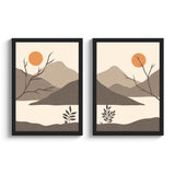 SC CREATIVES Set of 2 Abstract Pastel Colors Framed Art Prints with Glass 12 x 9 Inches Wall Art Gift Poster Paiting Home Interi