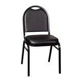 Flash Furniture HERCULES Commercial Grade 500 LB. Capacity Dome Back Stack Chair - Black Vinyl Upholstery - Black Metal Frame -