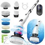 TUYU Electric Spin Scrubber, Full-Body IPX7 Waterproof Bathroom Scrubbe with Power LCD Display,8 Replacement Head for Adjustable
