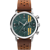 Timex Marlin Analog Watch For Man With Green Round Dial & Brown Leather Strap Band Water Resistant Men'S Wrist Watches - Tw2W991